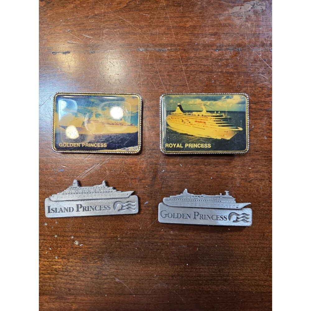 ​Princess Cruises Pin Magnet Lot Golden Royal Island Ship Souvenir Metal 4 Pc